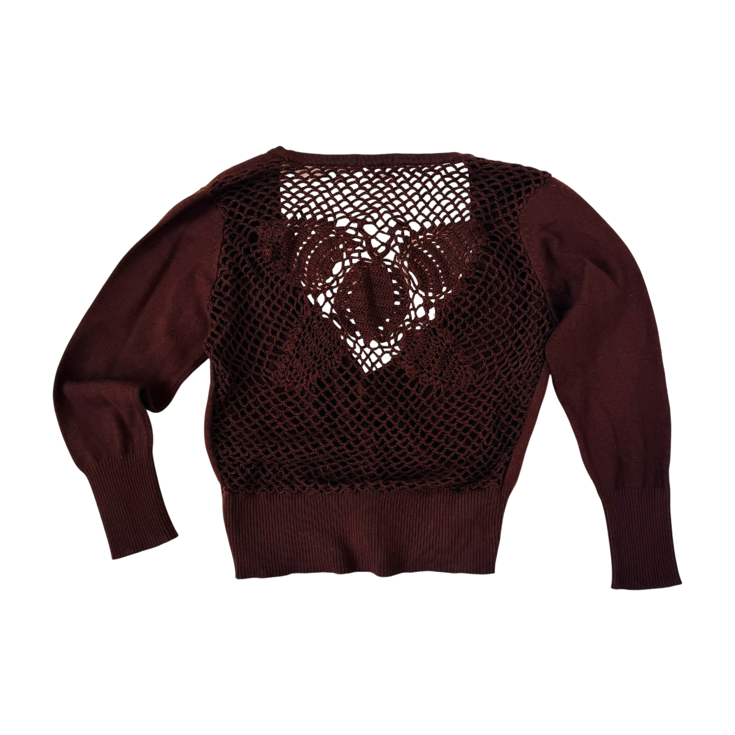 Brown Butterfly Crochet Cardi (S)