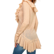 Peachy Pink Mohair Ruffle Cardigan (S)