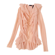 Peachy Pink Mohair Ruffle Cardigan (S)