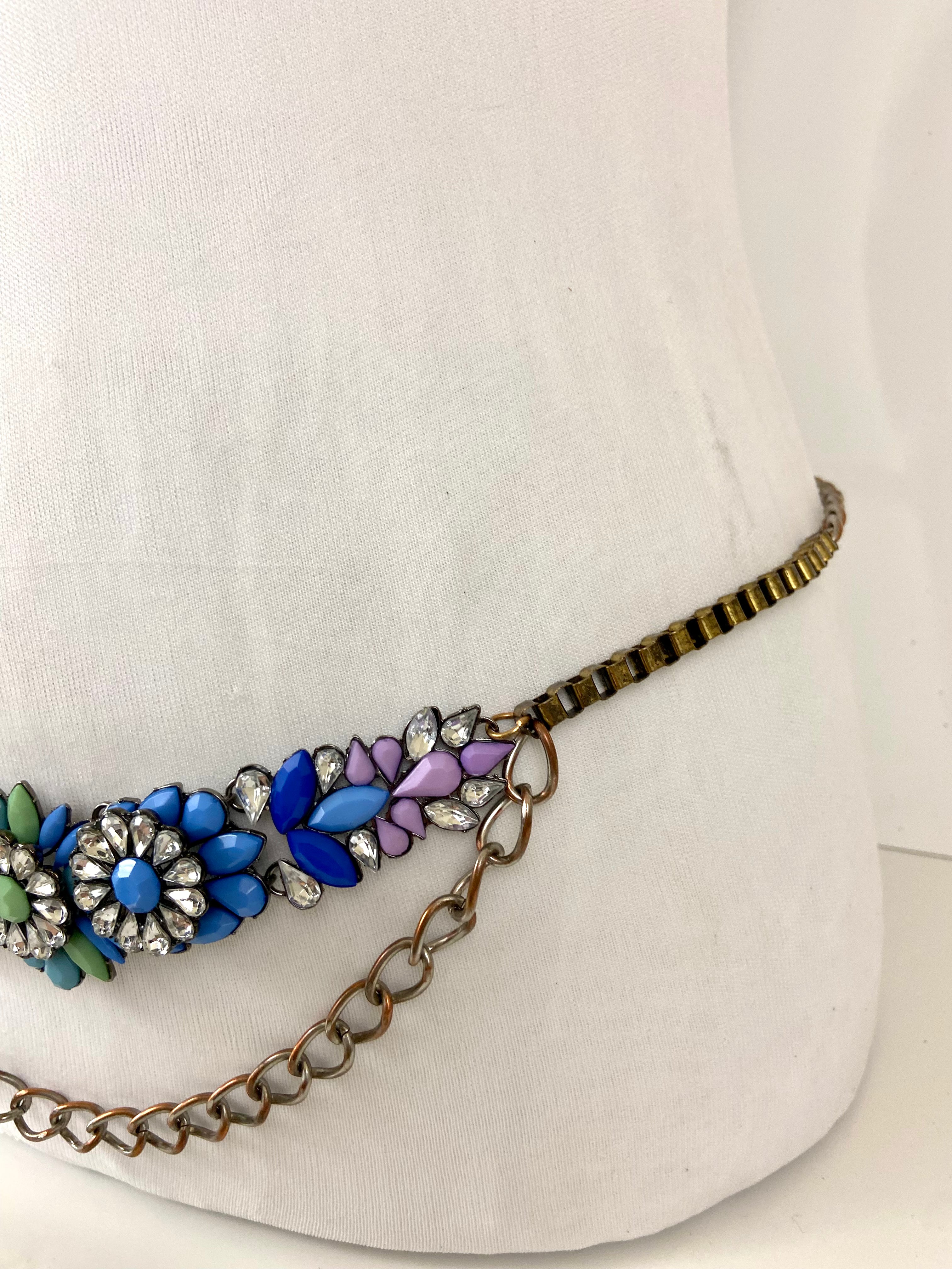 rainbow crystals vintage glamorous bohemian ethnic belt