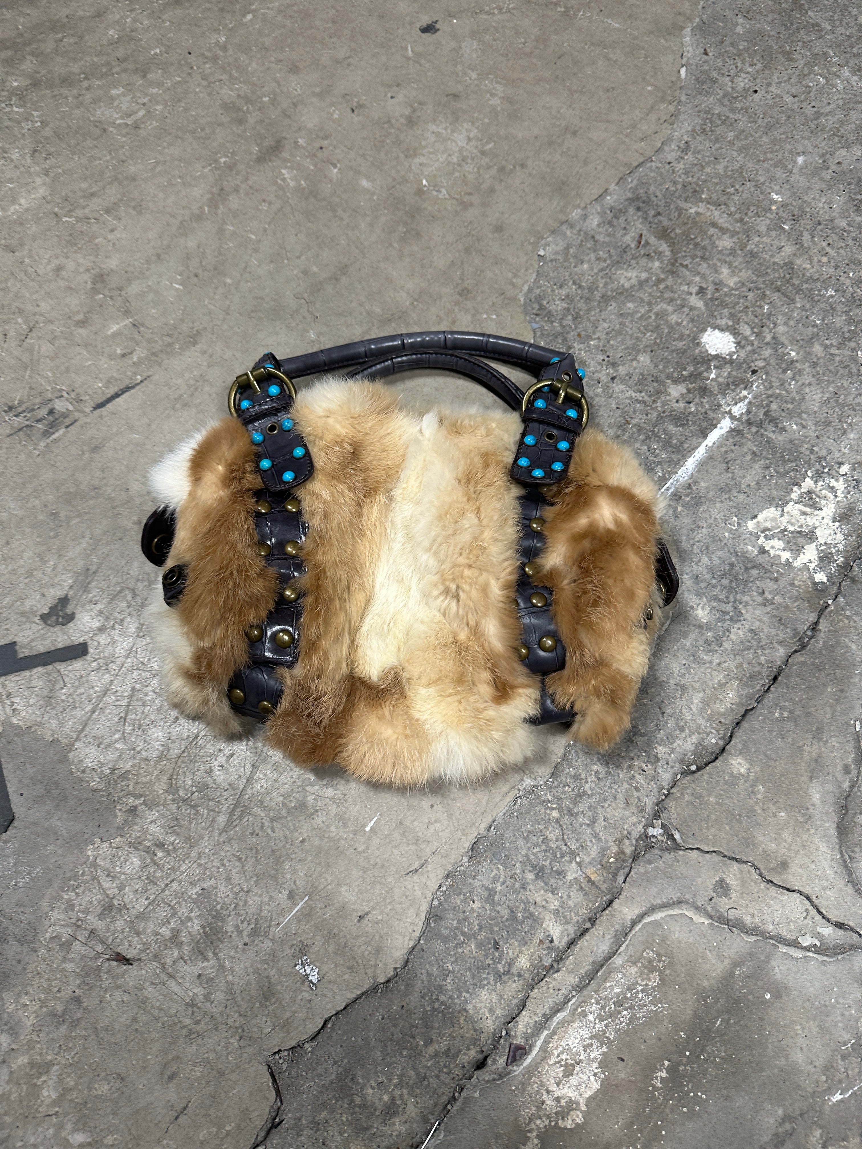 Vintage Real Fur Boho Mini Shoulder Bag