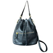 Fossil Black Leather Drawstring Bag