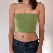 Y2K Cashmere Matcha Tube Top (S)