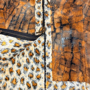 vintage Joseph Ribkoff faux leather and faux fur leopard print vest
