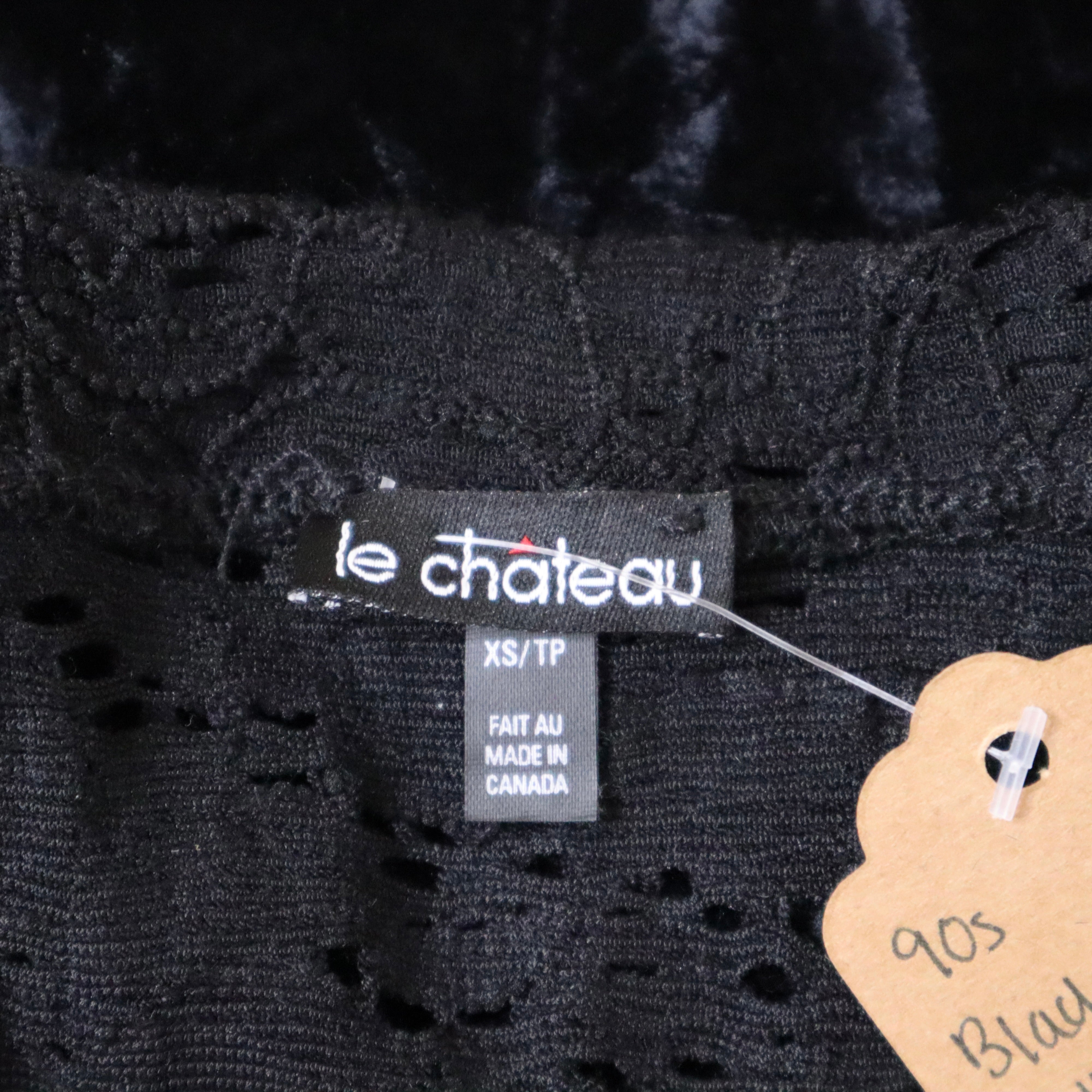 90s Black Lace Bell Sleeve Blouse (XS)