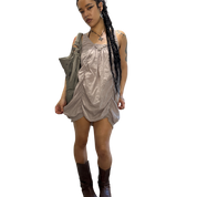 Vintage 100% Cotton Ruched Indie Sleaze Mini Dress (S)