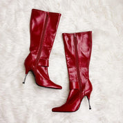 Y2K Oxblood Knee High Stiletto Boots (8.5)