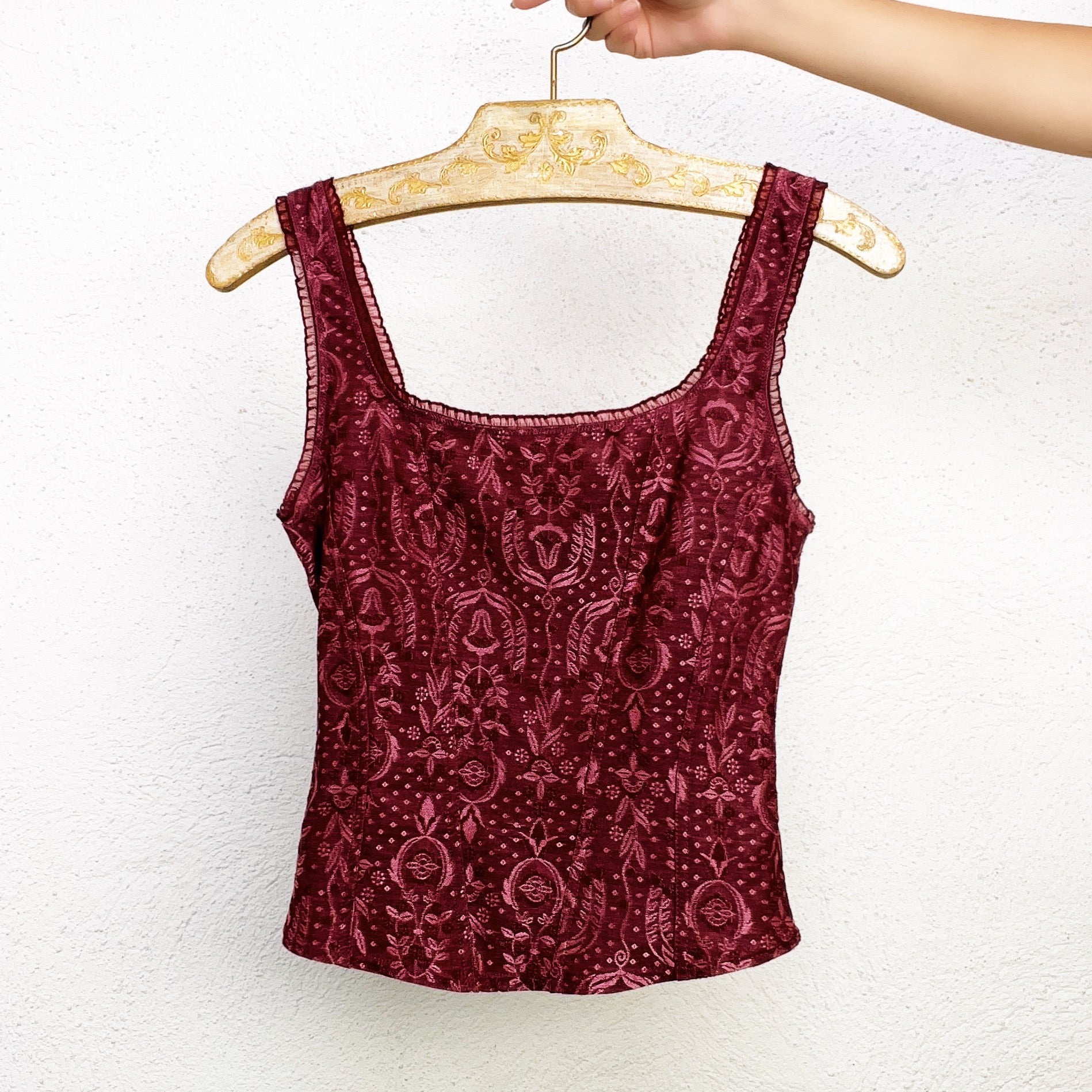 90s Merlot Brocade Tank - S/M