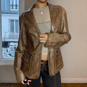 Vintage 90s Brown Leather Moto Jacket (S/M)