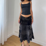 Vintage Italian Patchwork Midi Skirt (M)