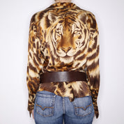 80s ESCADA Tiger Silk Blouse (L)