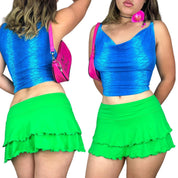 Y2K Acid Green Mesh Mini Skirt (XS)