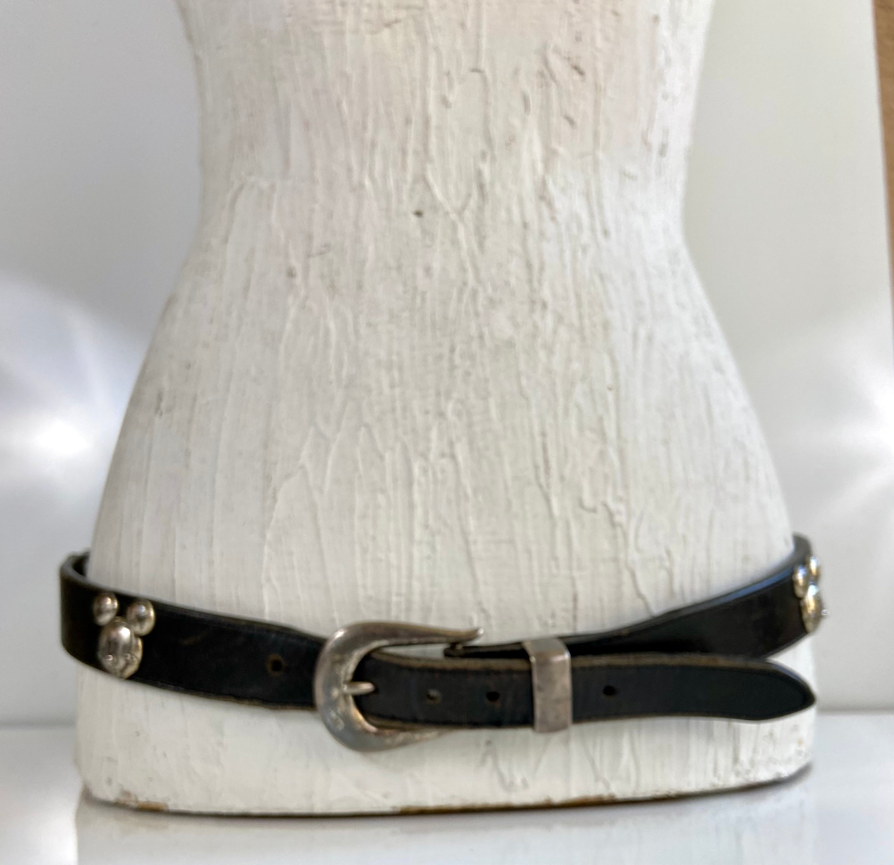 Vintage 92 Brighton Mickey & Co Disney Belt Black Leather Solid Brass