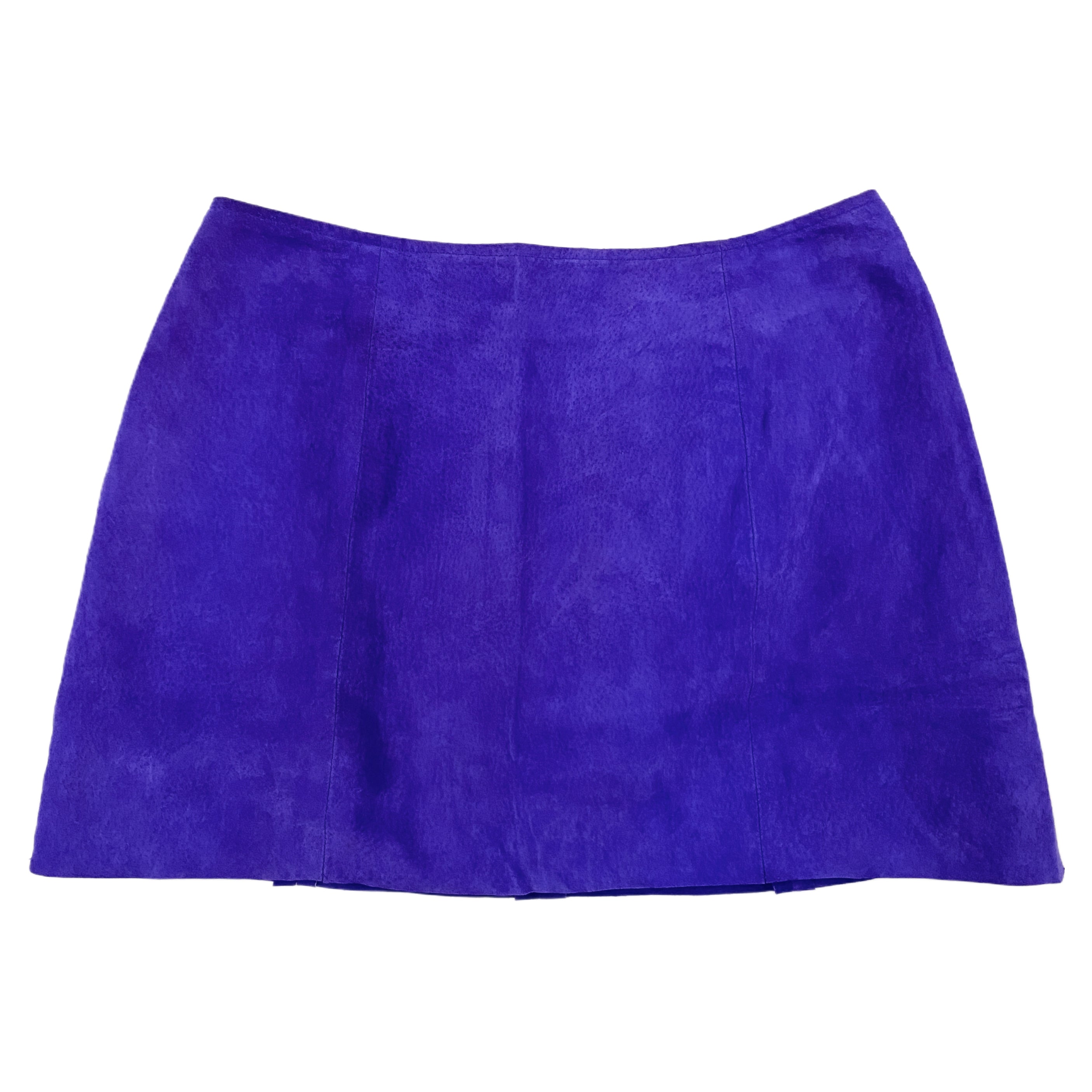 Vintage Purple Leather Mini Skirt (S)