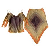 BCBG Geometric Silk Skirt + Top Set (XS/S)