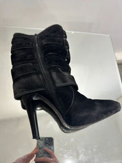 Vintage 2000s Y2K Moto Biker Buckle Stiletto Ankle Boots (UK 5 US 7)