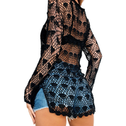 Black Beaded Crochet Top (S/M)