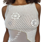 Vintage Italian Mesh & Crochet Patchwork Tank (XS/S)