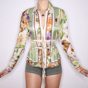 90s Silk Floral Blouse (M)