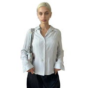 Vintage 90s Pastel Blue Silk Blouse (S)