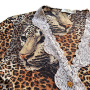 Vintage French Mesh Cheetah Print Cardigan (S)