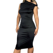BCBG Asymmetrical Neckline Midi Dress (S)