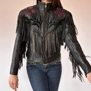 Vintage Leather Fringe Jacket (XS)