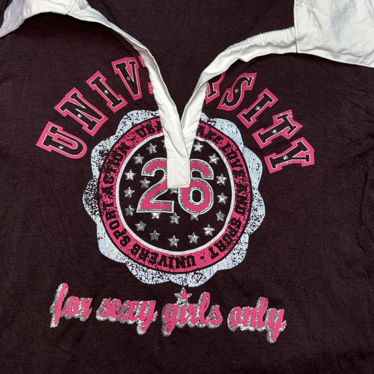 Vintage Flirty Varsity Graphic Polo Long Sleeve (S)