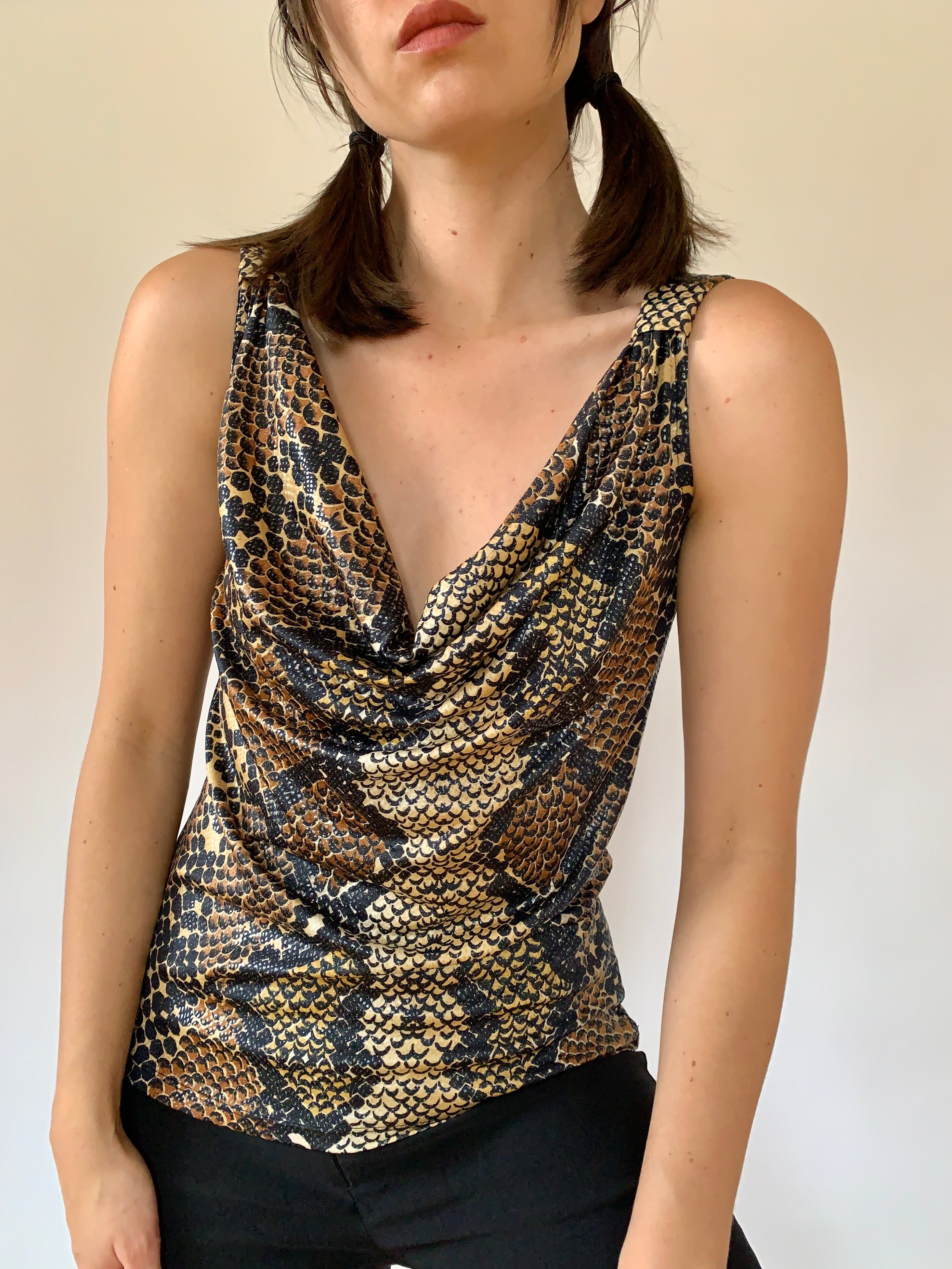 Snakeskin Cowl Neck Tank (S/M)