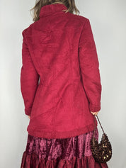 Y2K Burgundy Sherpa Faux Fur Trim Penny Lane Coat (M)