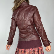 rosewood brown fitted leather jacket (m)