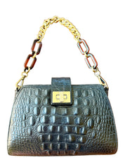 Croc embossed black vintage BRAHMIN