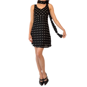 90s Polka Dot Mini Dress & Scarf Set (XS)