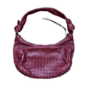 Woven Detail Burgundy Genuine Leather Bag