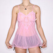 90s Pink Lace Babydoll (XS)