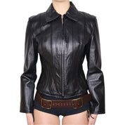 Y2K Black Leather Moto Jacket (S)