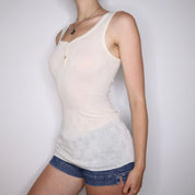 90s Italian Wool Cream Pointelle Tank top (S)