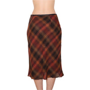 90s Italian Plaid Wool Midi Skirt (S/M)