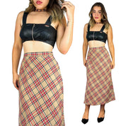 90s Plaid Midi Skirt (S)