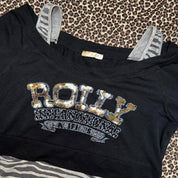 Y2K Layered Sequin Graphic Zebra Top (M)