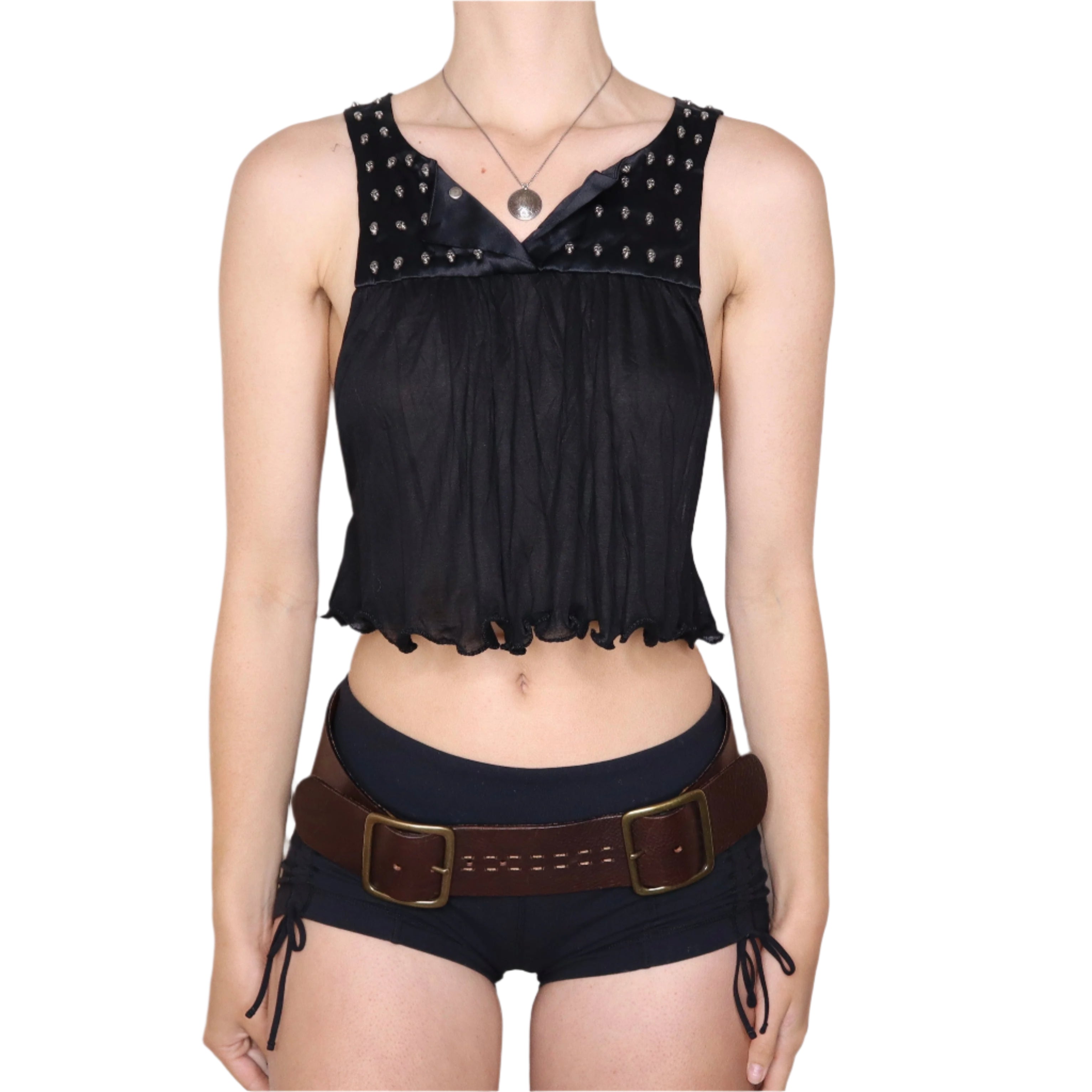 Y2K THOMAS WYLDE Skull Studded Tank Top (S/M)