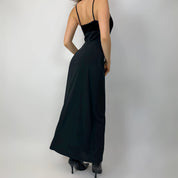 90s Black Velvet Maxi Dress (S/M)