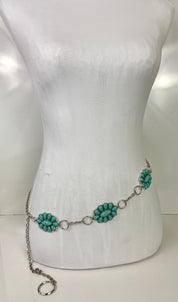 Turquoise & silver stone  concho belt