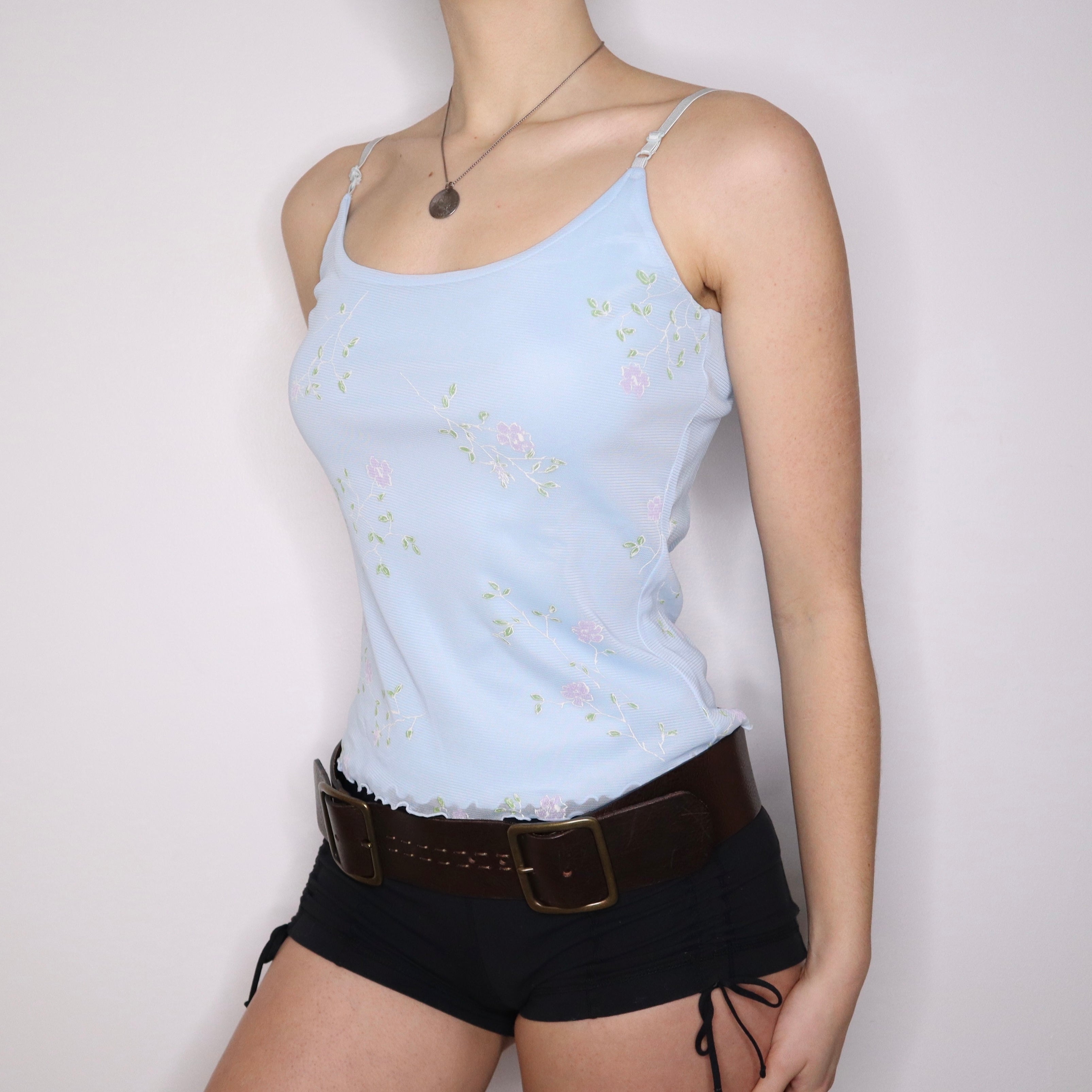 90s Baby Blue Mesh Cami (M)
