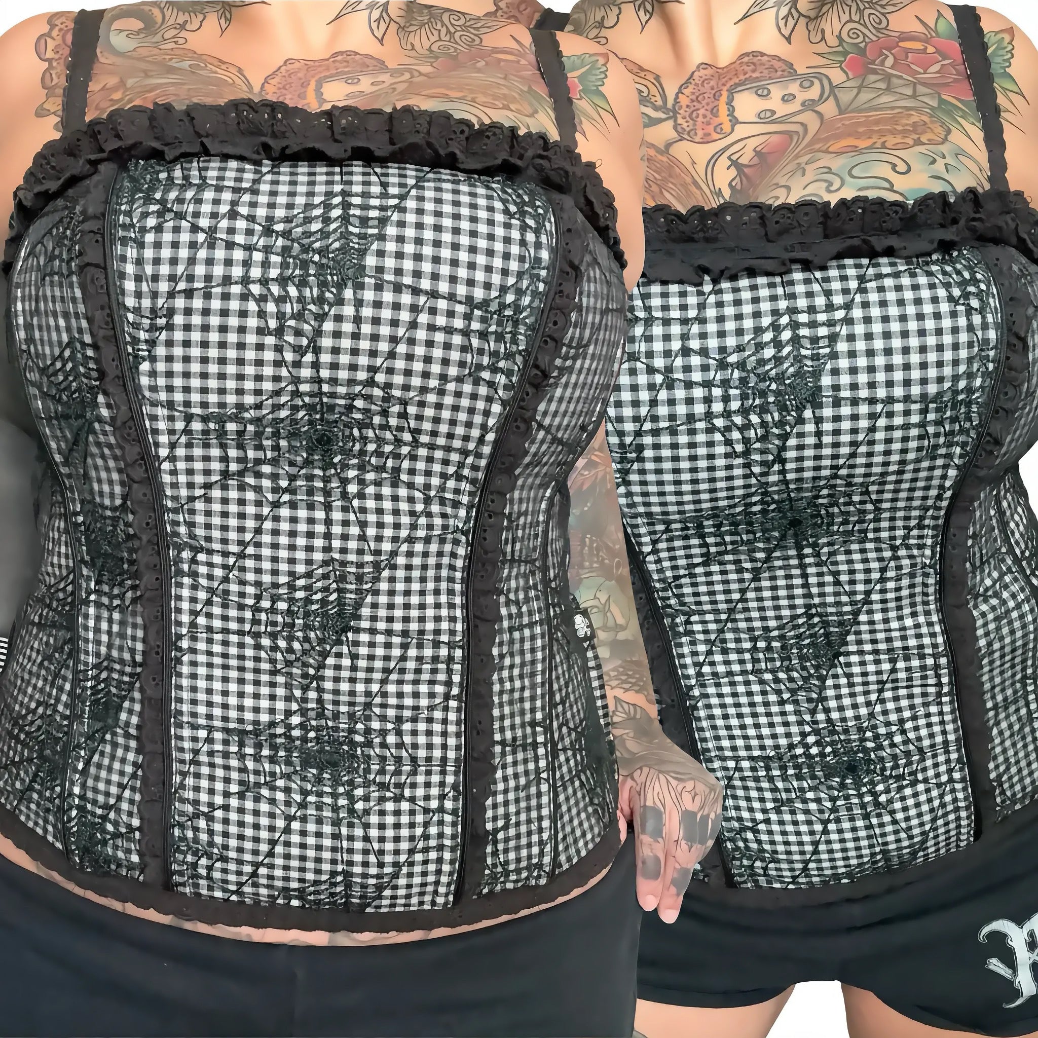 VTG Tripp nyc gingham spider web corset (L/XL)