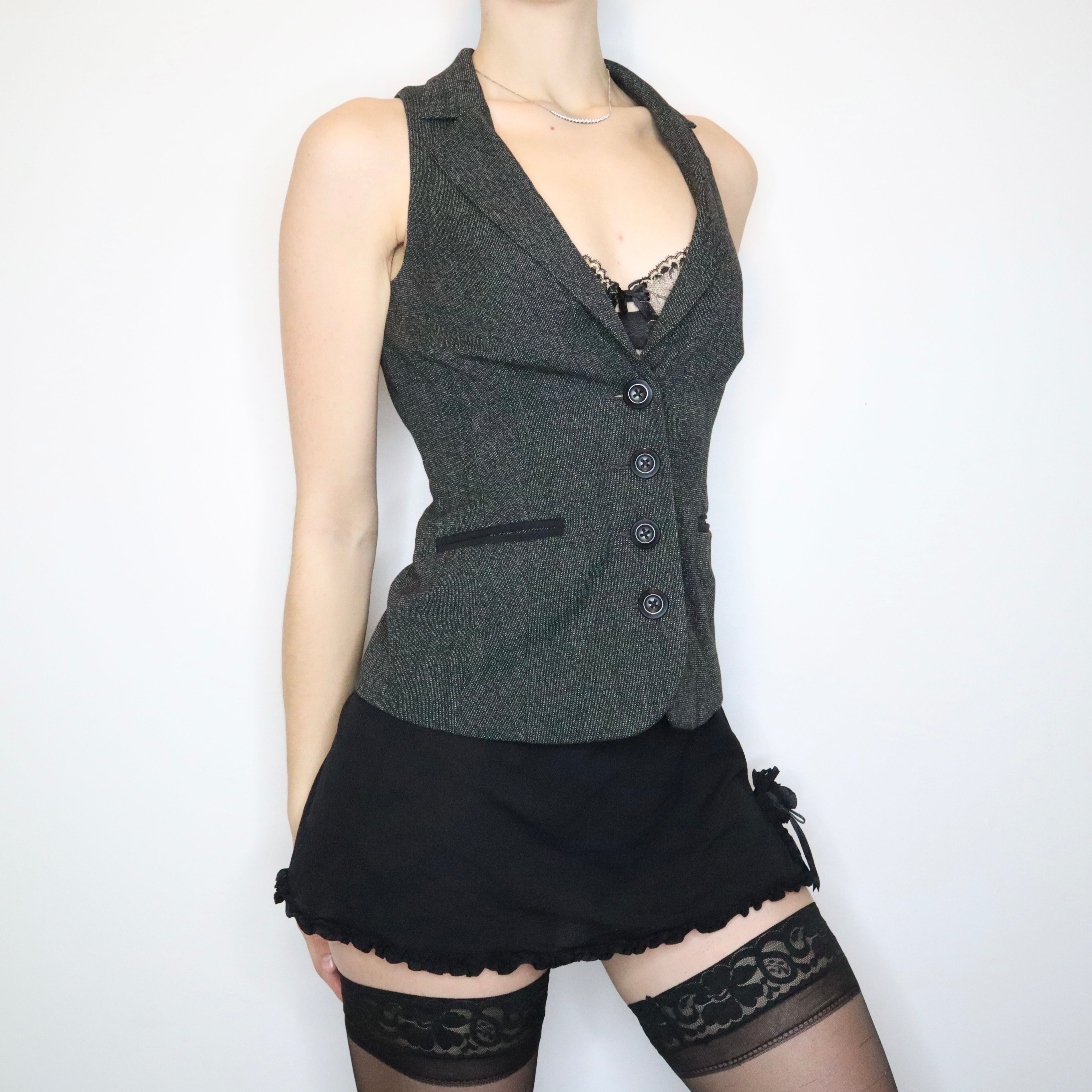 Y2K Dark Gray Waistcoat Vest (S)