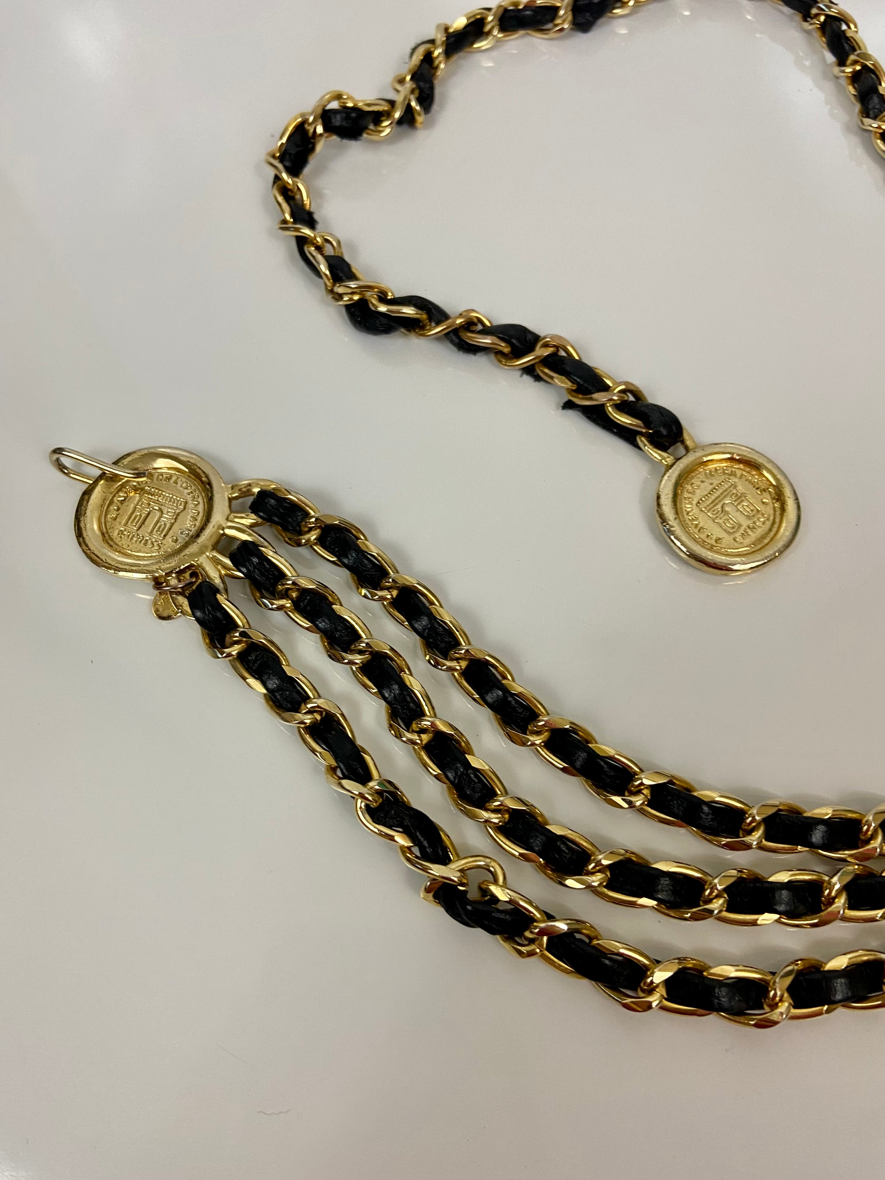 Gold &black layered waist chain belt