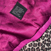 Embellished Flower Detail Magenta Leather Jacket (S/M)
