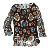 Y2K open knit crochet top (S)