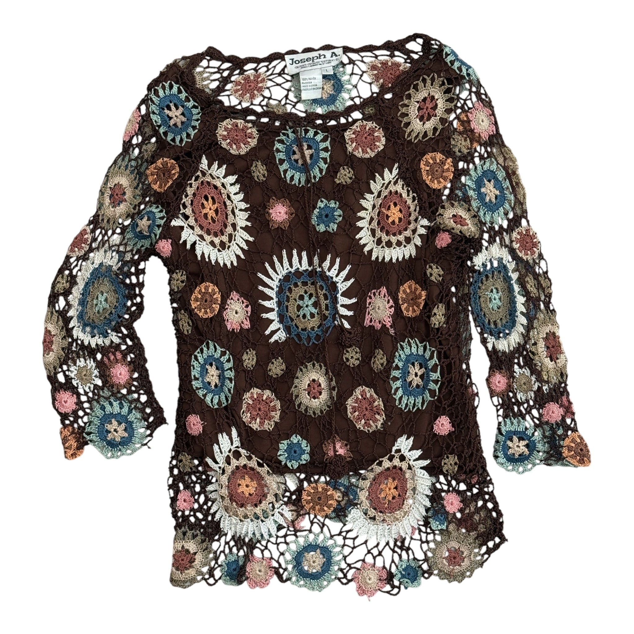 Y2K open knit crochet top (S)